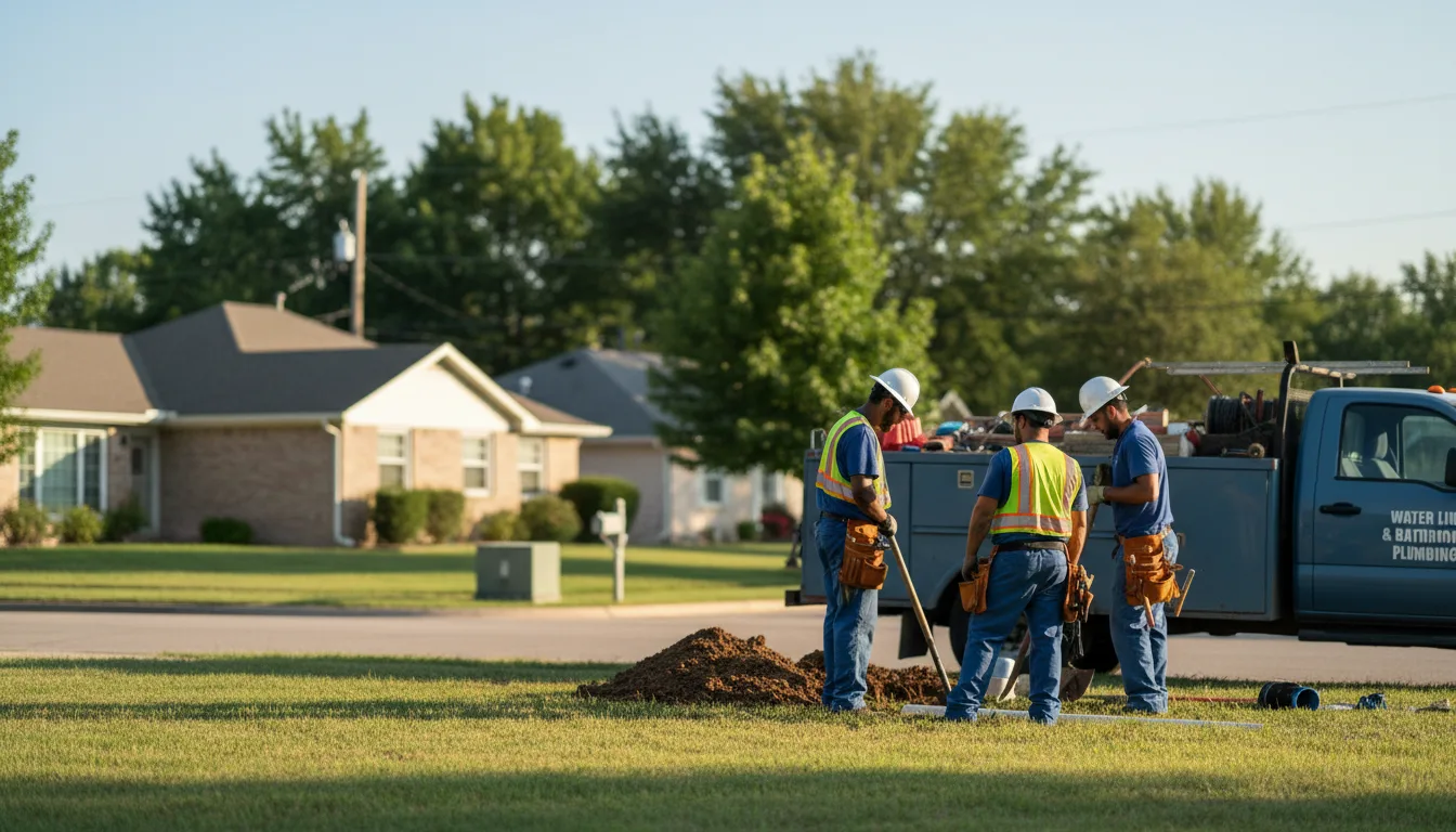 Residential water line and bathroom plumbing service in Honobia, OK
